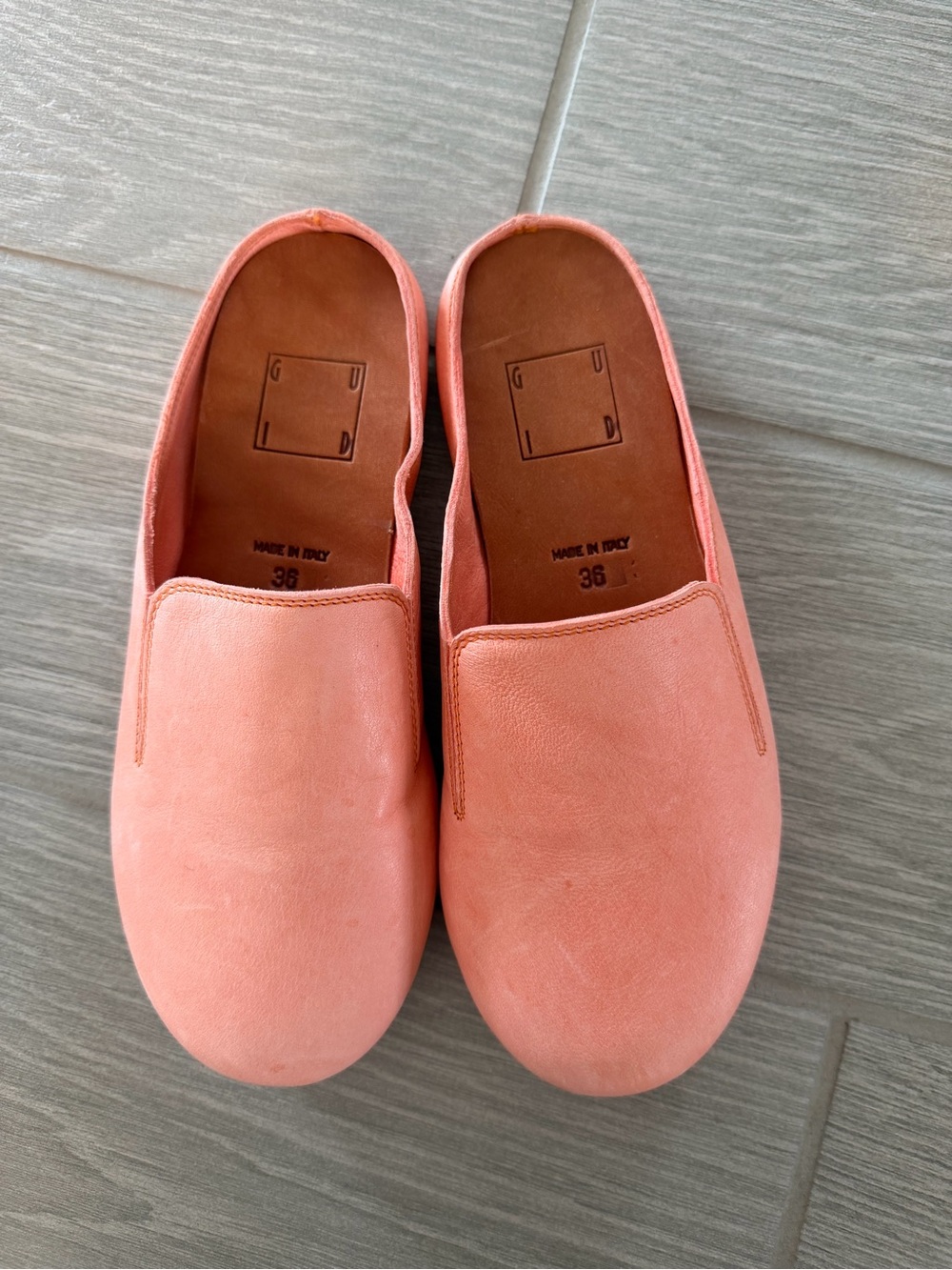 GUIDI 4891P Leather Slip On Loafers in Coral Size 36 NIB